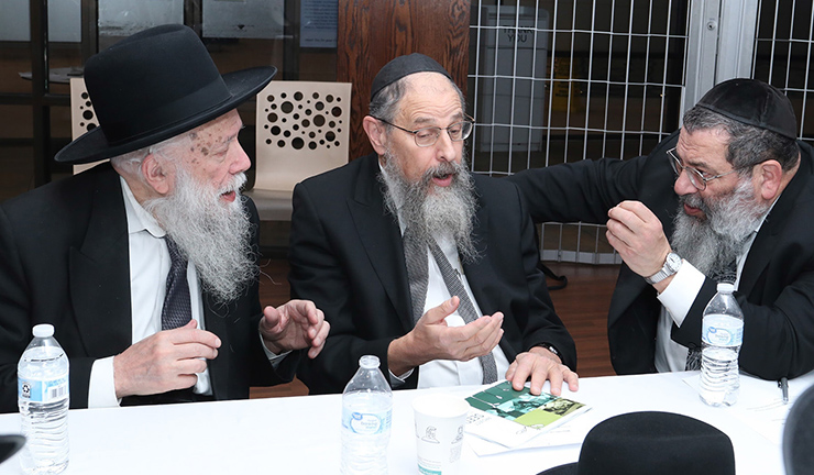 Rav Hillel David, Rav Dovid Harris, and Rav Yechiel Bender in a spirited conversation Mayor Adams Makes Cameo At Jewish Food Media Conference, Calls To Fight Hate With Cultural Dinners